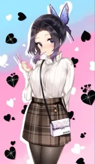 🖤 Shinobu Kocho Demon Slayer Аниме, Шинобу Кочо, Клинок, рассекающий демонов, Бабочка, Персонаж, Милый whatsapp sticker