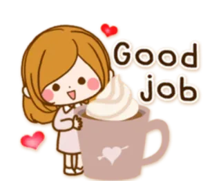 👩‍❤️‍👨 Good job хорошая работа, поздравляю, отлично, кофе, милый telegram sticker