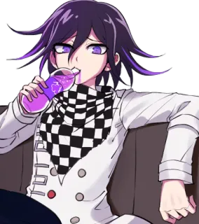 🥤 Kokichi Oma Danganronpa V3: Killing Harmony 애니메이션, 단간론파, 오마 코키치, 게임, 음주, 보라색 telegram sticker