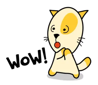 😜 Wow! 고양이, 와우, 신남, 놀람, 만화 telegram sticker