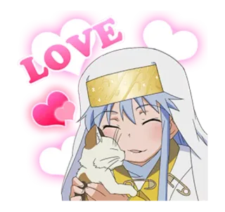 😍 Love Anime, Dziewczyna, Kot, Miłość, Serca, Słodkie, Naklejka telegram sticker