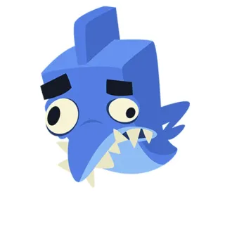 😟 Tiburón, Animal, Dibujo animado, Azul, Pez, Criatura marina telegram sticker