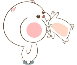 😌 gấu, dễ thương, động vật, hoạt hình, gối, gấu trắng telegram sticker