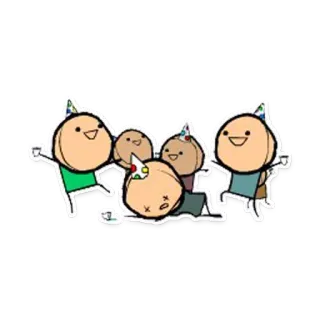 🎊 sticker, cartoon, party, feier, geburtstag, figur, gruppe, spaß telegram sticker
