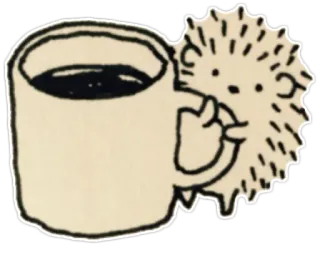 ☕ hedgehog, coffee, mug, animal, drink telegram sticker