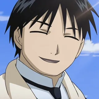 💙 Roy Mustang Fullmetal Alchemist Roy Mustang, Fullmetal Alchemist, anime, reaction, smiling, expression sheet, manga telegram sticker