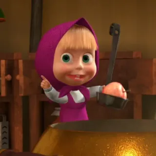 😄 Masha Masha and the Bear Мультфильм, Анимация, Маша, Готовка, Суп, Половник telegram sticker