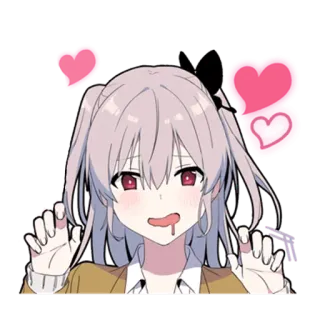 😙 Anime, Garota, Corações, Fofo, Desenho animado, Arte digital telegram sticker