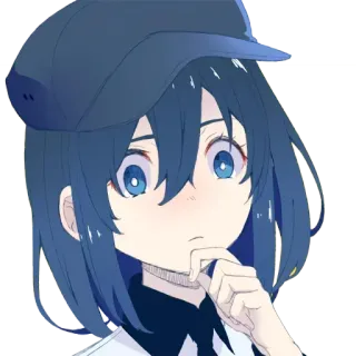 ☹️ Anime, fille, Manga, personnage, cheveux bleus, dessin animé, mignon telegram sticker