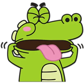 👅 cartoon, alligator, reptile, funny, animal, sticker telegram sticker