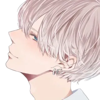 😏 anime, manga, character, portrait, white hair, earring telegram sticker