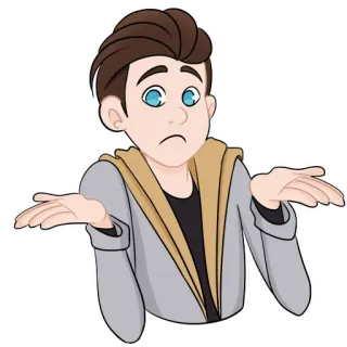 🤷‍♂️ 人物, 耸肩, 卡通, 男人, 手势, 问题, 不确定 telegram sticker