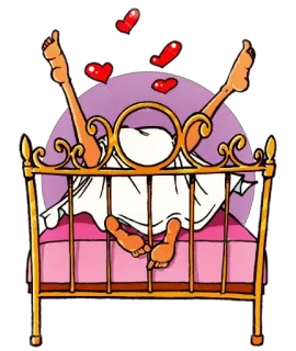 ❤️ Bett, Füße, Liebe, Romantik, Cartoon telegram sticker