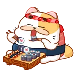 😋 mèo, sushi, đồ ăn, kawaii, hoạt hình telegram sticker