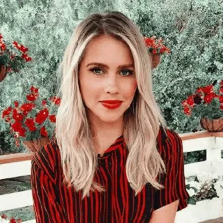 🗽 donna, ritratto, capelli biondi, rossetto rosso, persona, femmina telegram sticker