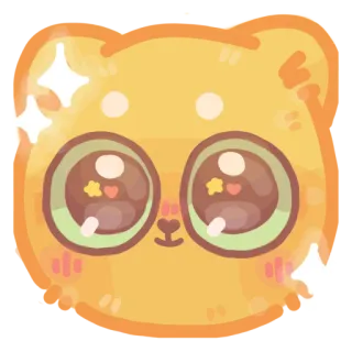 🤩 милый, животное, каваий, наклейка, мультфильм, желтый, глаза whatsapp sticker