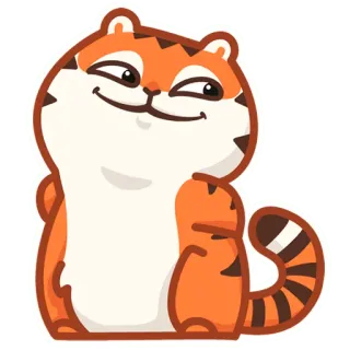😏 tiger, animal, cartoon, cute, funny, smug, happy telegram sticker