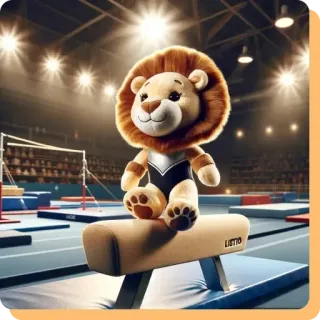💋 lew, gimnastyka, pluszak, równoważnia, sport, siłownia, słodki whatsapp sticker