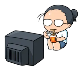🍜 卡通, 吃, 电视, 面条, 零食, 看电视, 动画 telegram sticker
