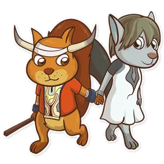 👫 squirrel, wolf, animal, cartoon, cute telegram sticker