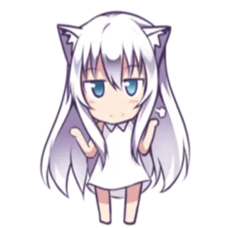 🤗 Anime, Katzenmädchen, Chibi, Niedlich, Sticker telegram sticker