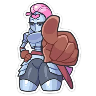 🫵 cartoon, armor, knight, weapon, fantasy, thumbs down telegram sticker