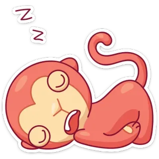 😴 Z Z Z śpiący, małpa, słodki, zwierzę, senny, kreskówka, zzz whatsapp sticker