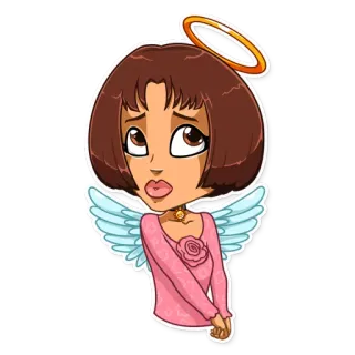 😇 天使, 卡通, 光环, 翅膀, 贴纸 telegram sticker