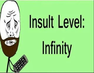 😢 Insult Level: Infinity insulto, divertente, meme, internet, umorismo telegram sticker