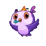 🥳 burung hantu, pesta, perayaan, kartun, burung, meriah whatsapp sticker