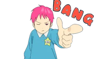 👉 BANG Аниме, Мультфильм, Пистолет, Бдыщ, Указывает, Розовые волосы telegram sticker