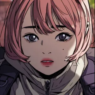 😶 Anime, Mädchen, pinke Haare, süß, Porträt, Illustration whatsapp sticker