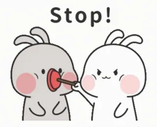 🤫 Stop! bunny, stop, plunger, cartoon, cute, animal whatsapp sticker