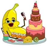 🍽 банан, еда, суши, торт, мультфильм, десерт telegram sticker