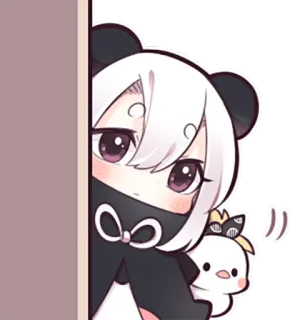 👀 リ Anime, Chibi, Lindo, Panda, Kawaii, Pelo Blanco telegram sticker