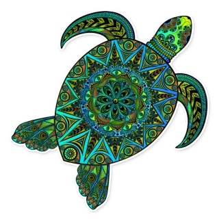 🐢 turtle, animal, sea turtle, mandala, geometric, pattern, sticker telegram sticker