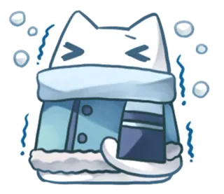 😣 gato, invierno, frío, lindo, nieve, bufanda, chaqueta whatsapp sticker