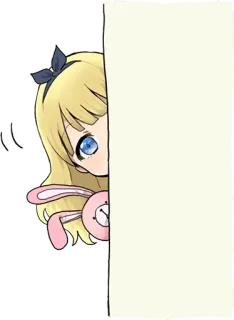 👀 dziewczyna anime, słodkie, blondynka, kreskówka, królik, zerkać, ilustracja whatsapp sticker