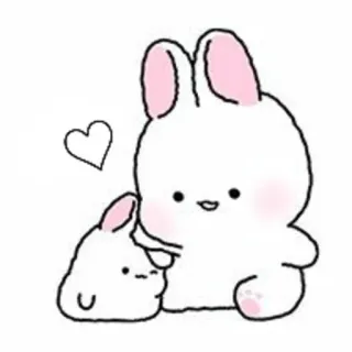 🐇 lapin, mignon, kawaii, animaux, cœur, dessin animé, cartoon telegram sticker