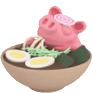 🍜 라멘, 돼지, 음식, 국수, 그릇 whatsapp sticker