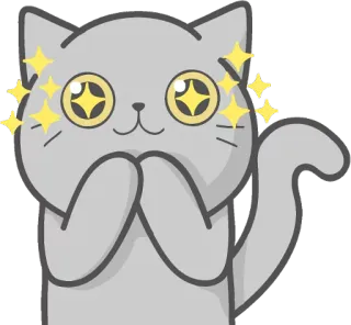 🤩 Katze, süß, funkelnd, Augen, kawaii, Tier, Cartoon telegram sticker