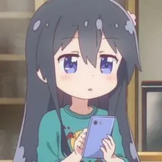 📱 anime, girl, phone, cartoon whatsapp sticker