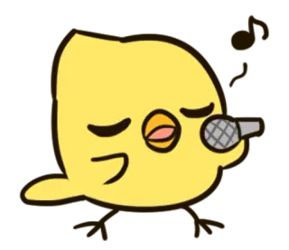 🎤 oiseau, chant, micro, mignon, jaune, dessin animé whatsapp sticker