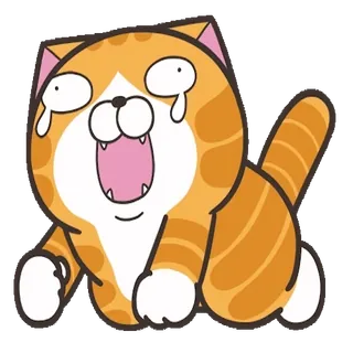 😂 猫, 哭, 悲伤, 橙色, 动物 telegram sticker