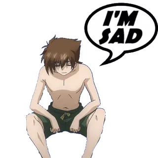 😥 I'M SAD sad, anime, boy, melancholy telegram sticker