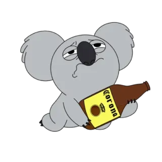 ✈️ Corona koala, bir, alkohol, hewan, kartun whatsapp sticker