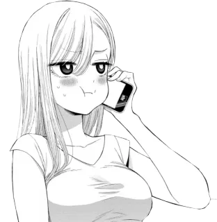 😒 Аниме, Девушка, Телефон, Манга telegram sticker