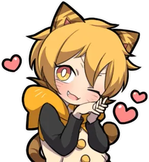 😉 애니메이션, 고양이, 귀여운, 카와이, 하트, 동물 귀 telegram sticker