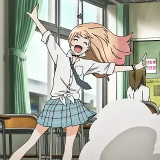😆 Anime, Écolière, Joyeux, Salle de classe, Jupe telegram sticker