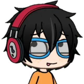 😜 头像, 卡通, 耳机, 眼镜, 肖像 telegram sticker